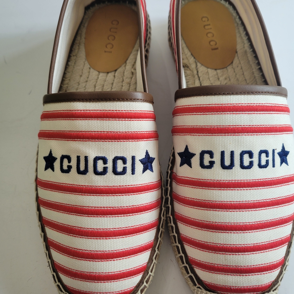 Gucci Red and White Striped Espadrilles - Picture 2 of 8